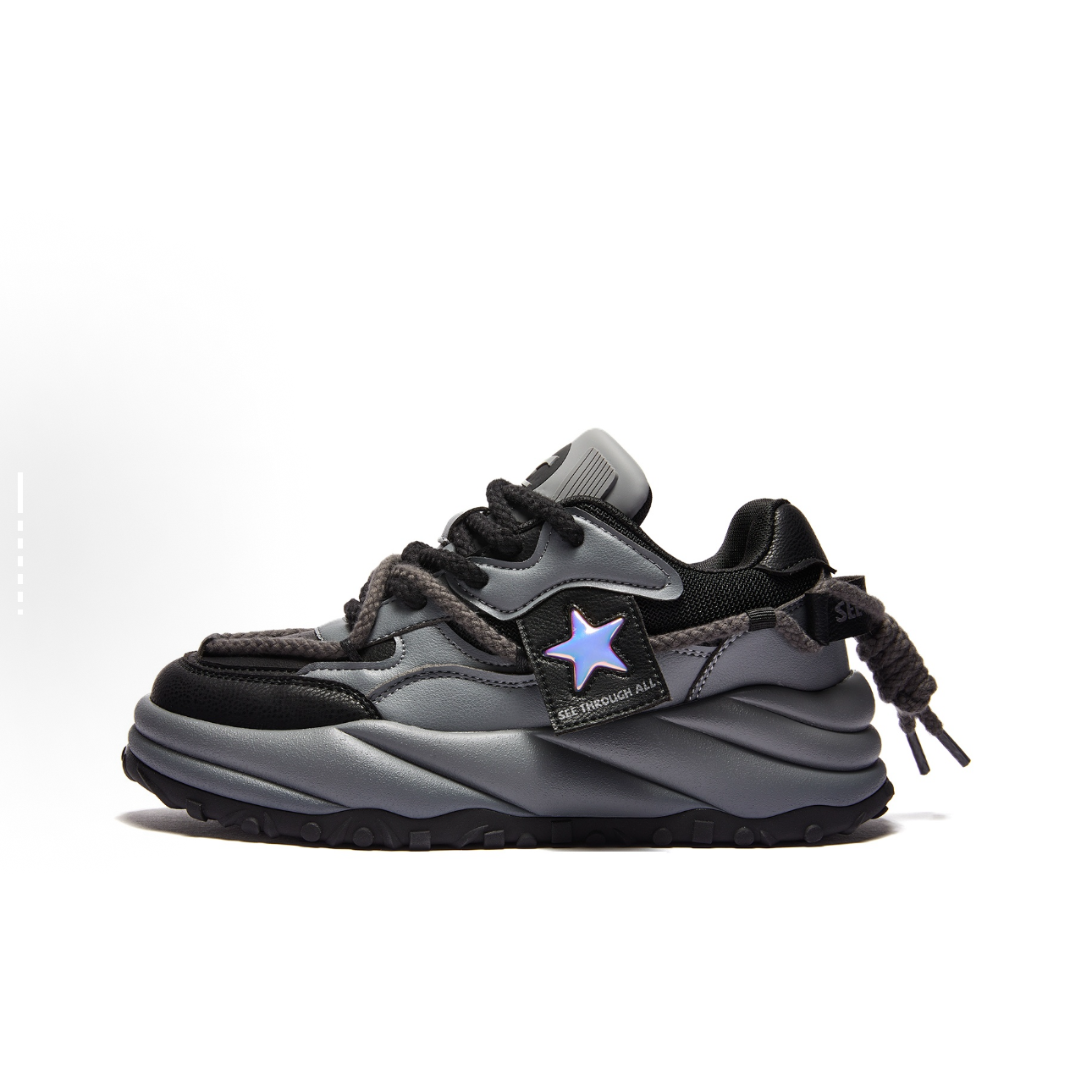 【RV611-黑灰】男女同款复古做旧耐磨时尚百搭低帮老爹鞋[Y/C]