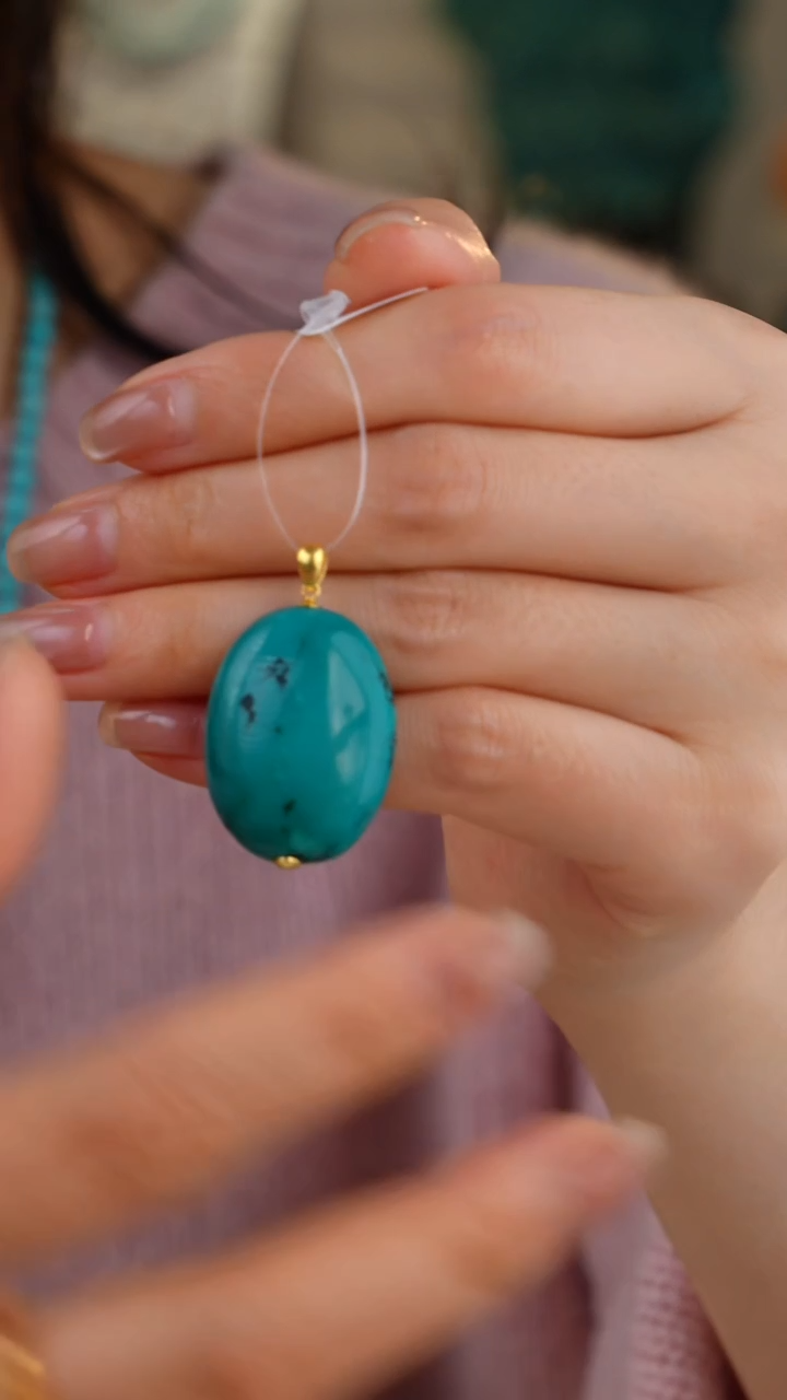 【闪购商品】绿松石吊坠(不含链)18K金镶嵌1