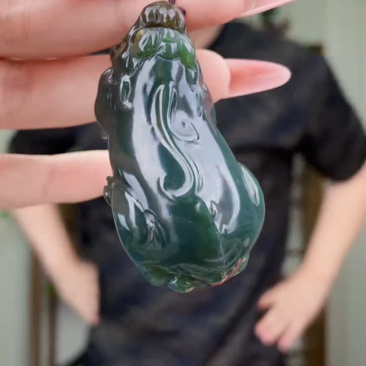 新疆和田玉且末蓝貔貅吊坠（拍一发一，多样性发货！）