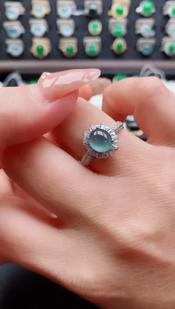 银S925镶嵌戒指翡翠1