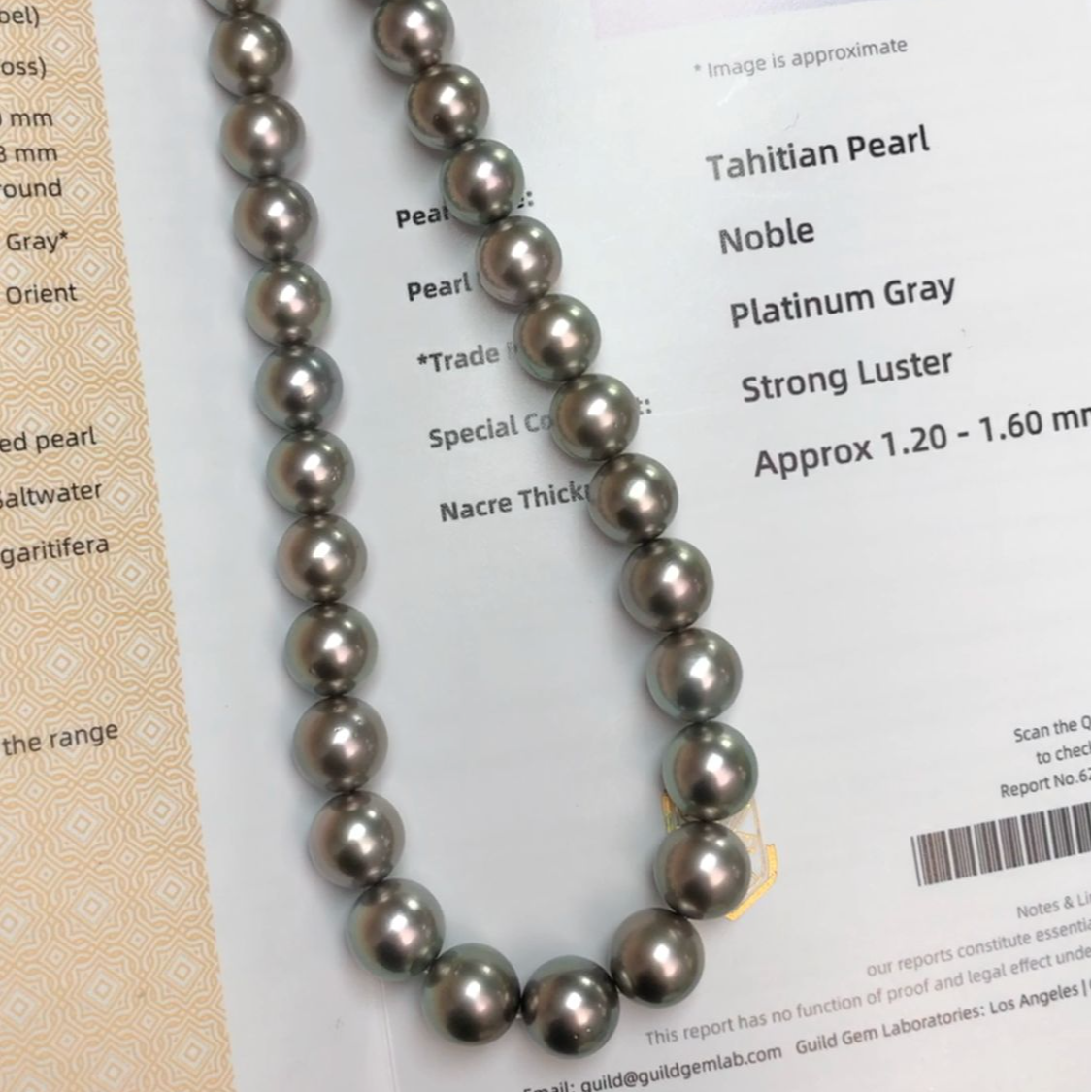 福利海水大溪地铂金灰珍珠项链吉尔德五星