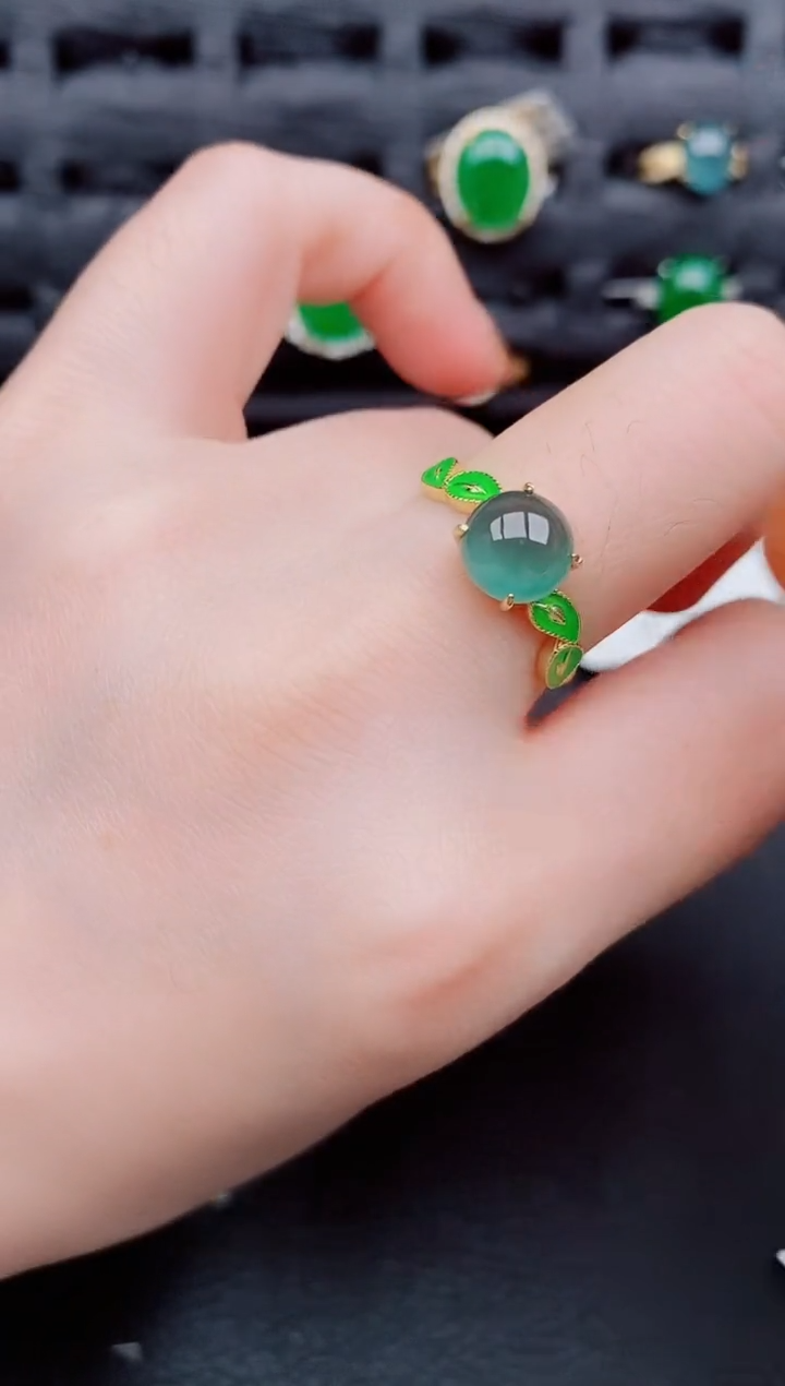【闪购商品】翡翠戒指银S925镶嵌天然A货翡翠987