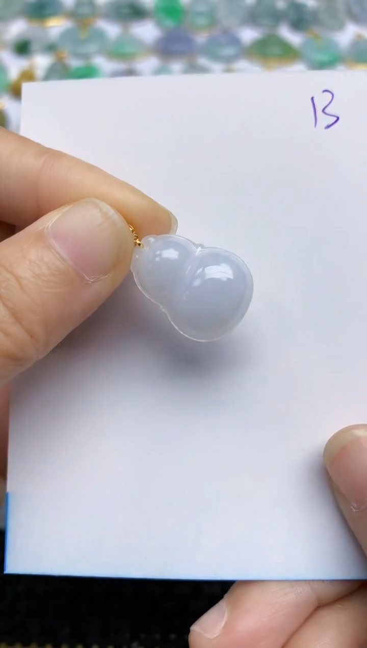 【闪购商品】翡翠挂件18K金镶嵌天然A货翡翠 13