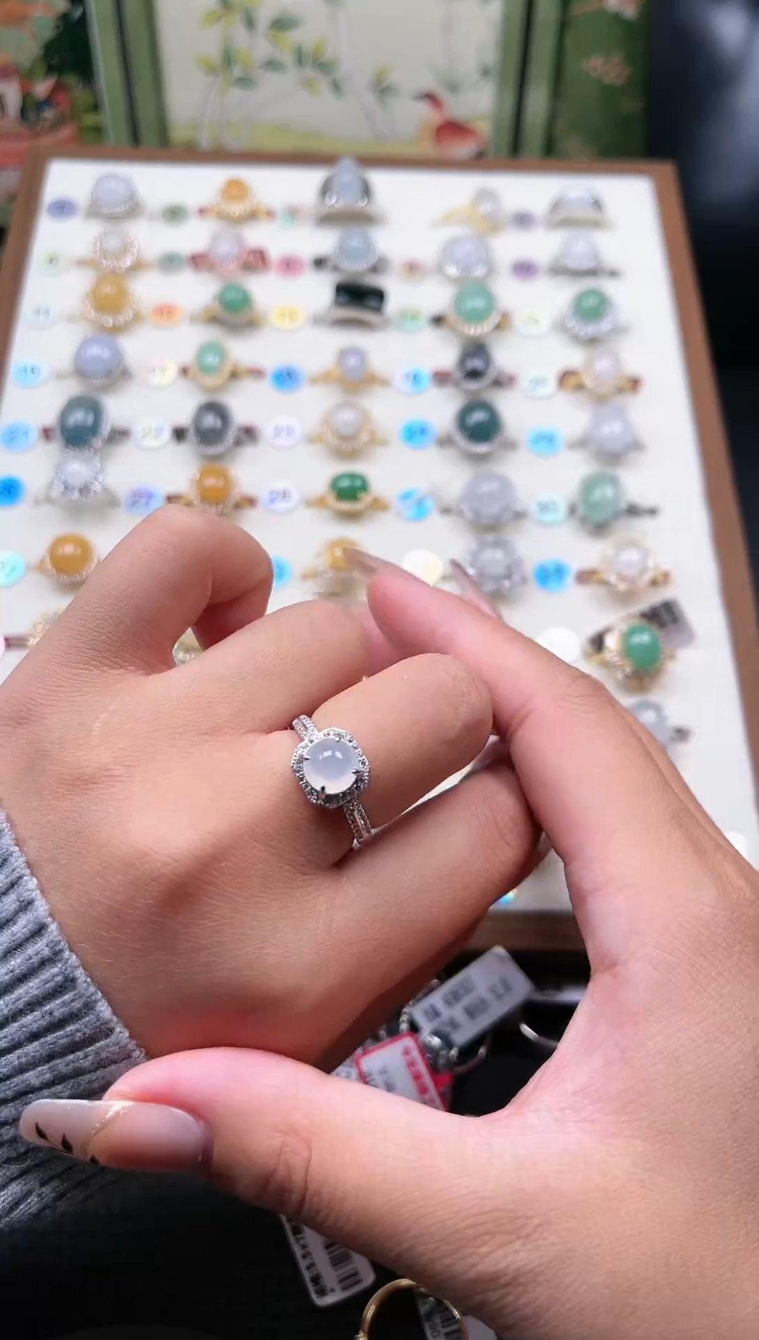 【闪购商品】翡翠戒指银S925镶嵌天然A货翡翠戒指