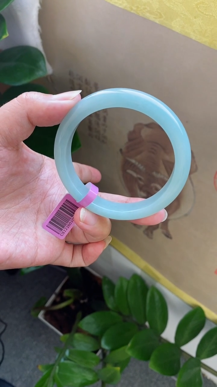 【闪购商品】翡翠手镯未镶嵌（十星强推）冰化胶天空蓝15号