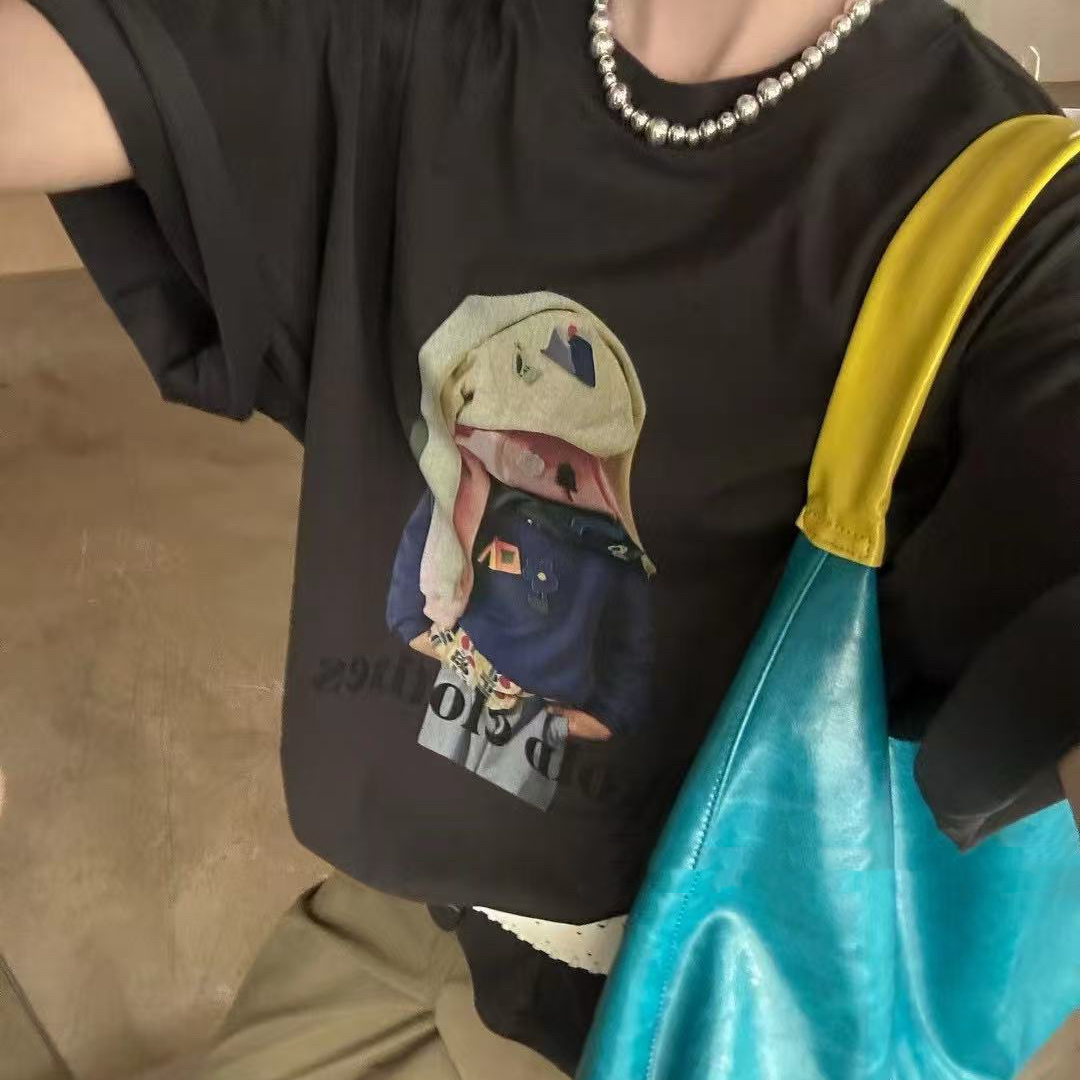 【影子】叠叠穿搭卡通大版显瘦潮流时尚休闲百搭宽松夏季短袖T恤