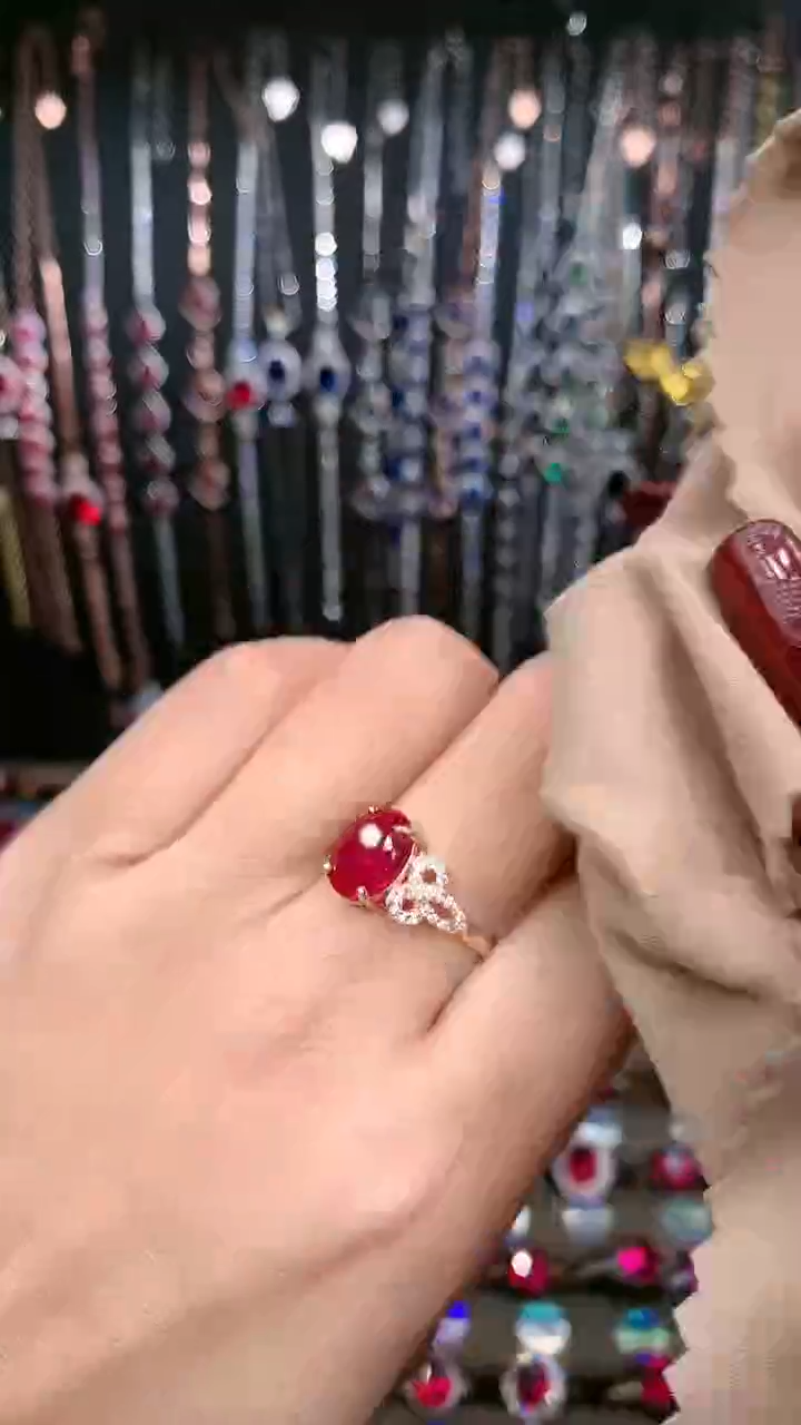 【闪购商品】红宝石戒指银S925镶嵌8.10玫瑰金