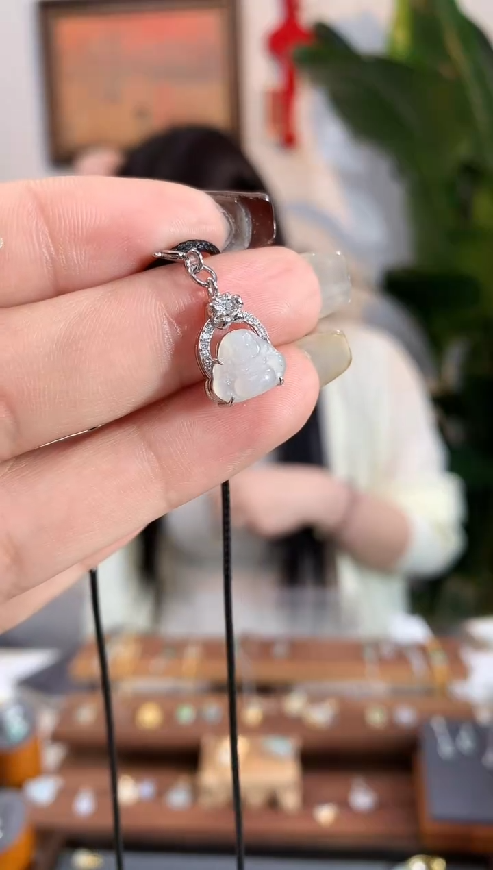 【闪购商品】翡翠银S925镶嵌吊坠(不含链)吊坠
