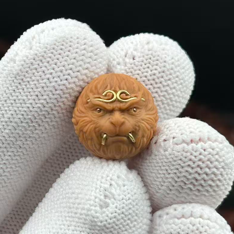 【卓尚】大圣-猴头核桃雕刻单颗镶嵌，猴头手串配饰吊坠
