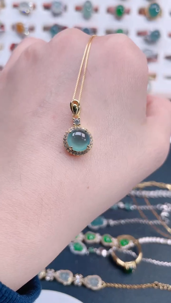 颈饰银S925镶嵌翡翠天然翡翠