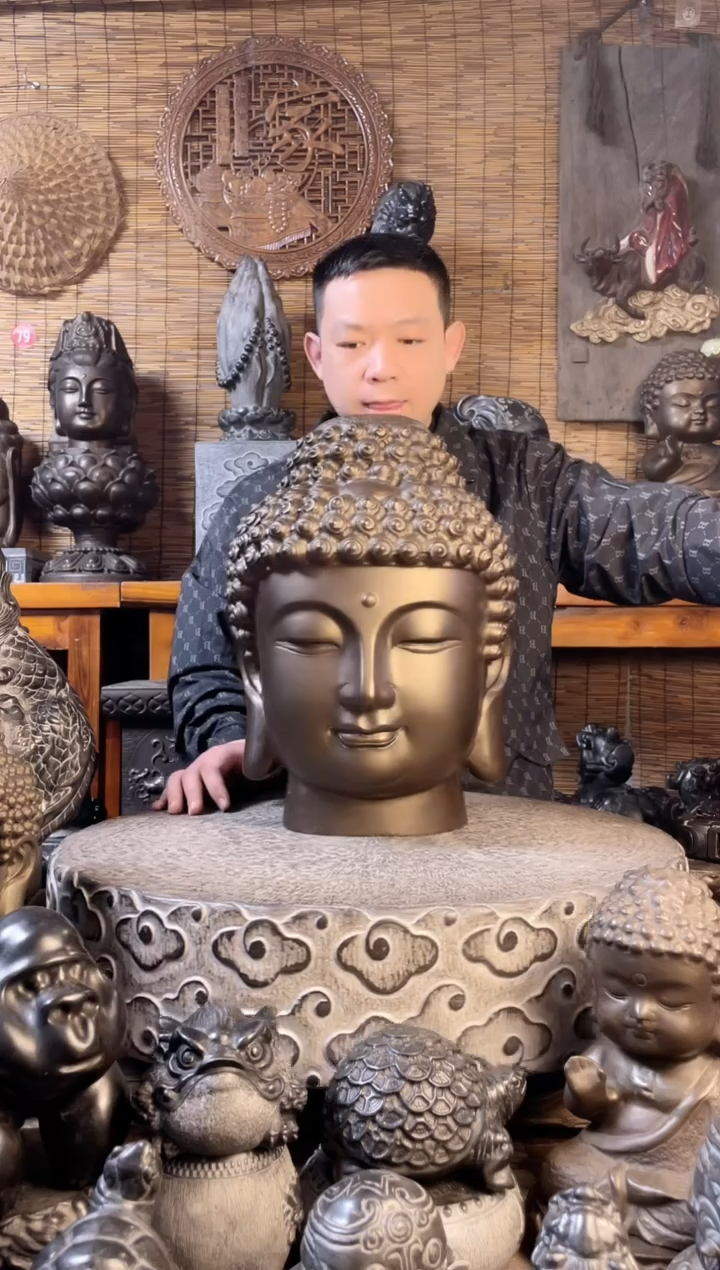 【闪购商品】40佛头天然青石雕刻