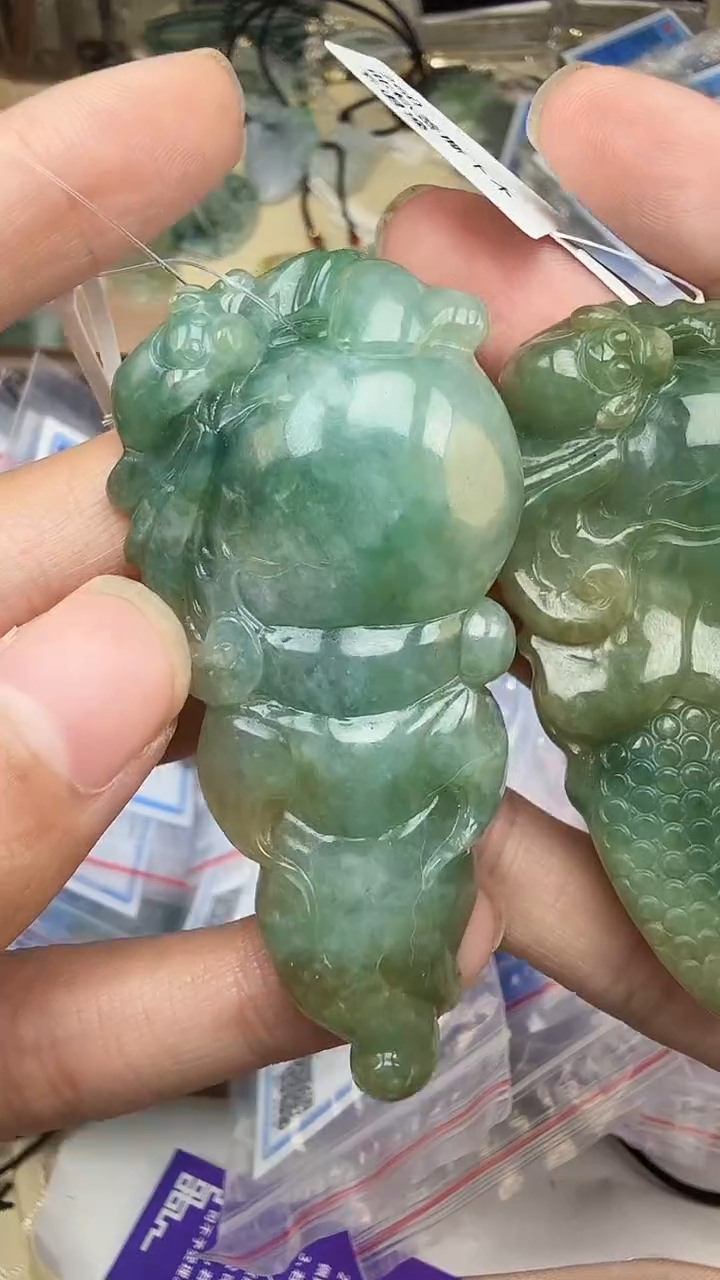 翡翠散珠天然缅甸A货翡翠老油青
