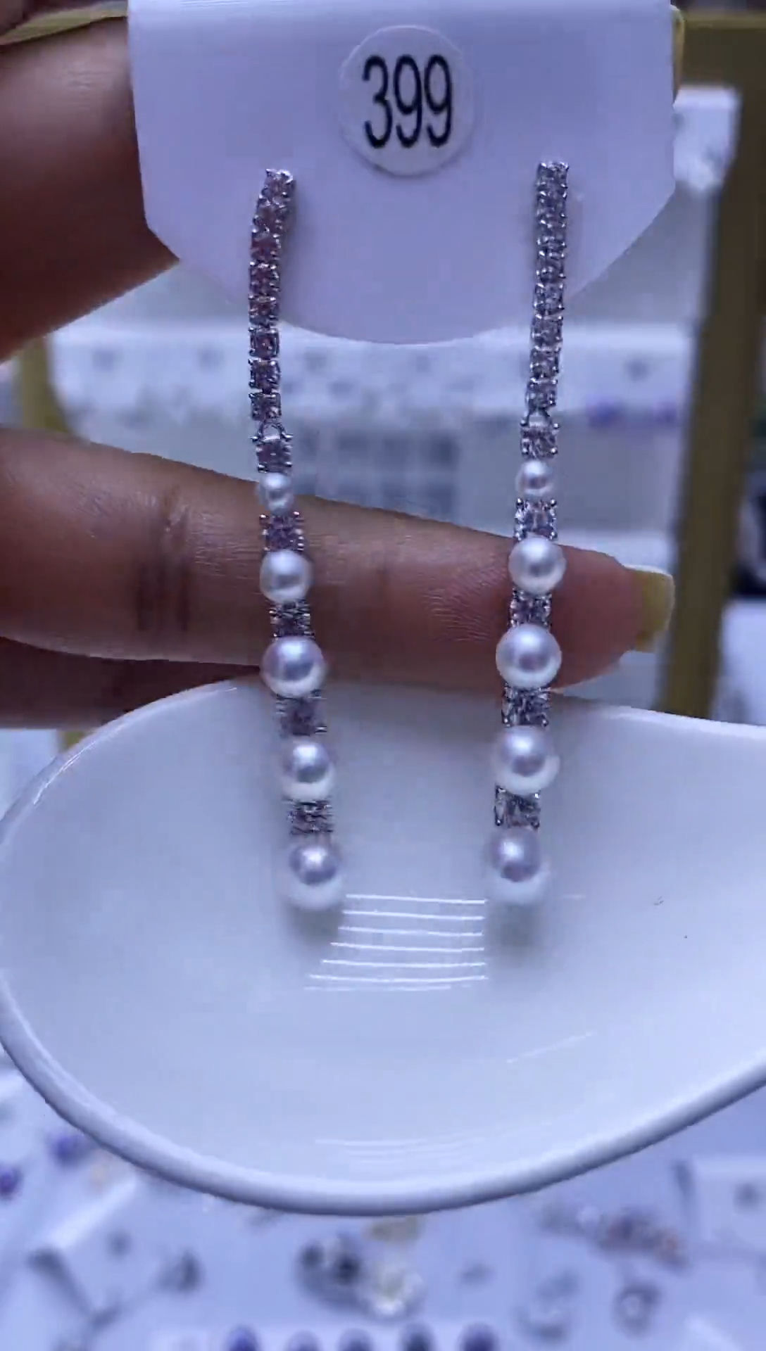 银S925镶嵌耳饰淡水珍珠399