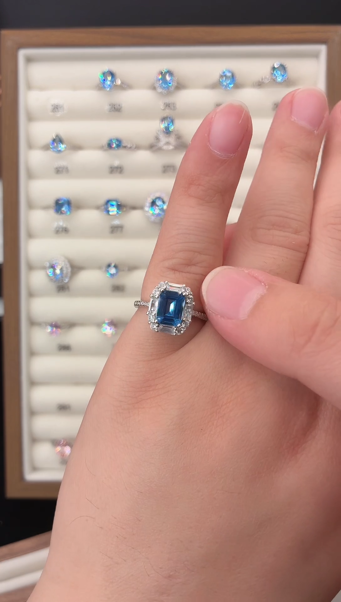 银S925镶嵌戒指海蓝宝石123456