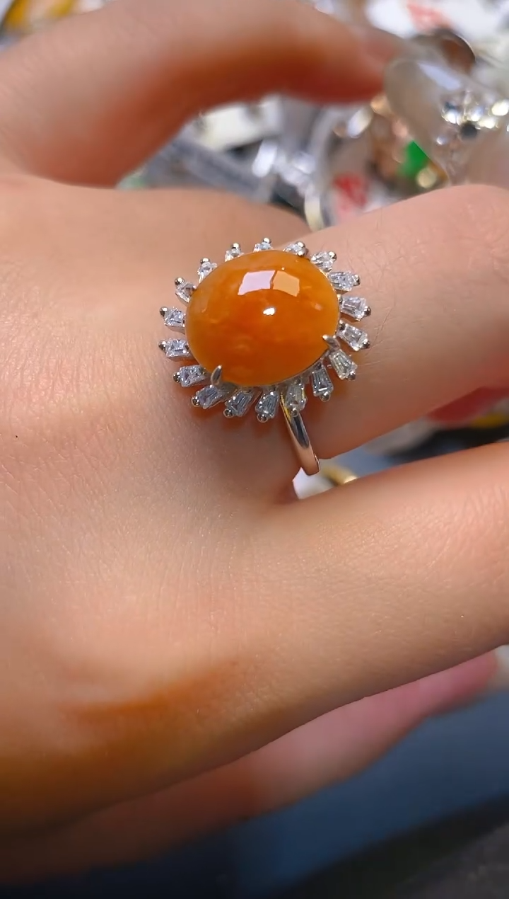 【闪购商品】翡翠耳饰银S925镶嵌天然A货翡翠1