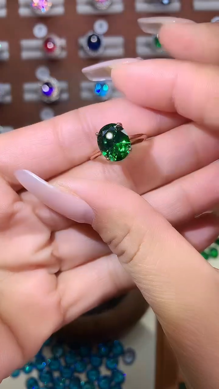 无925银莎弗莱绿色戒指