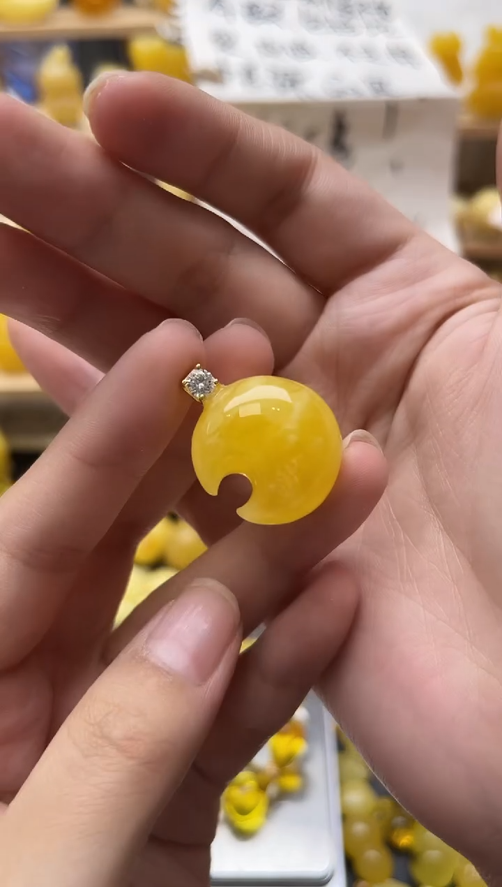 琥珀银S925镶嵌珠宝奇石067琥珀蜜蜡微瑕