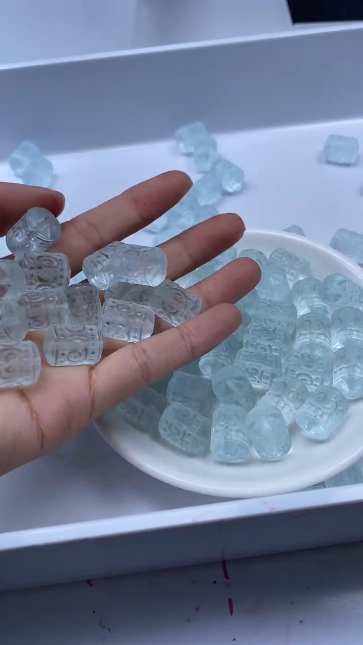 颈饰未镶嵌水晶W2901-海蓝色水晶回纹珠16*11mm*1颗