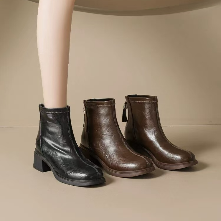 DJ002【瘦腿神器】【+运费补贴】冬季瘦瘦靴女粗跟马丁靴子时尚短靴