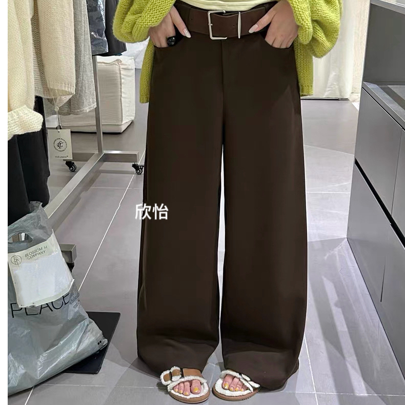 XIANJIE秋冬美拉德风厚款高腰腰带休闲裤显瘦垂感休闲宽松H1612