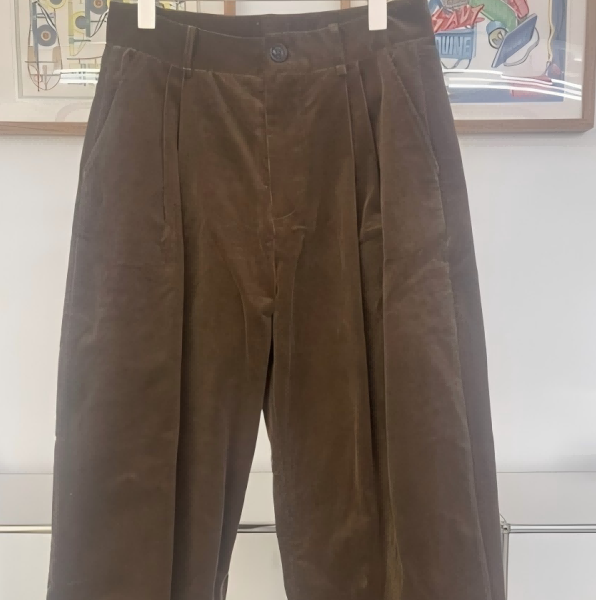 吾火火宽松灯芯绒阔腿裤SFF57716BN