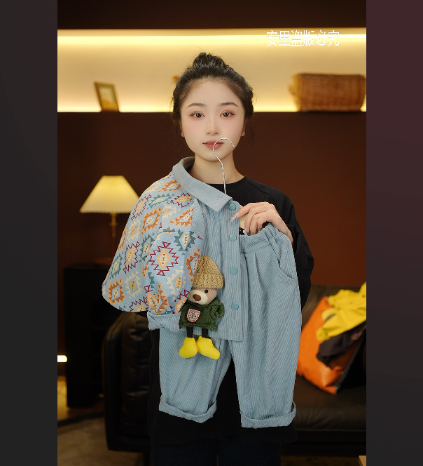 2025春款萌娃穿搭儿童休闲韩版设计感时尚宽松卡通玩偶套装25171