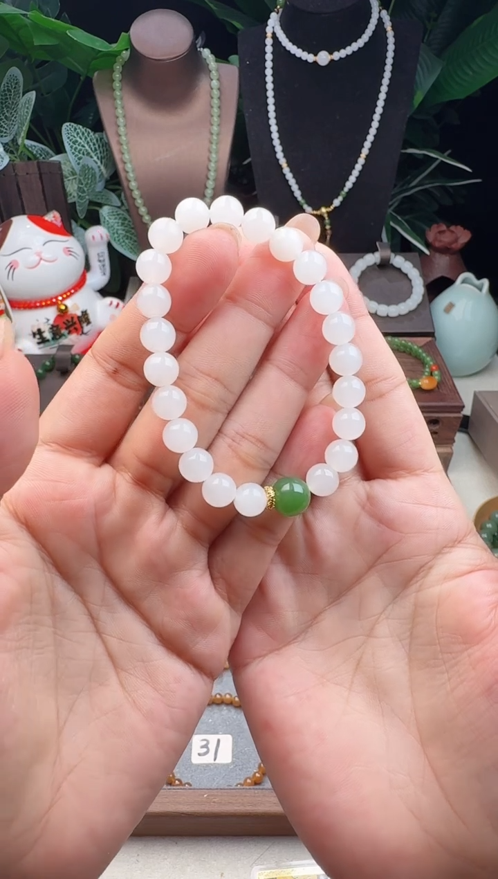 未镶嵌手串和田玉田玉精品8m新疆白玉手串