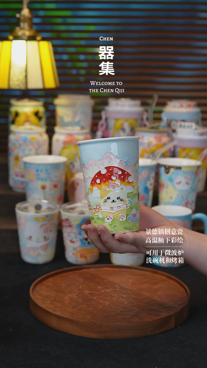 杯子24玉泥杯景德镇纯手工手绘创意瓷