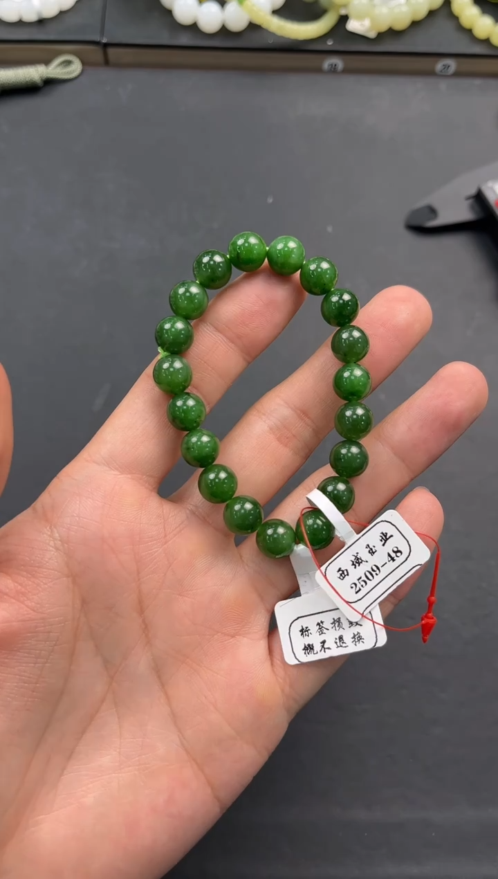 未镶嵌手串和田玉和田碧玉手串卡10微色差