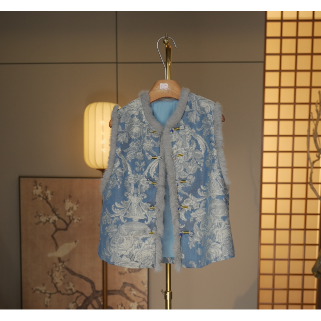 【落英缤纷-马甲】中式刻花冬季马甲4254