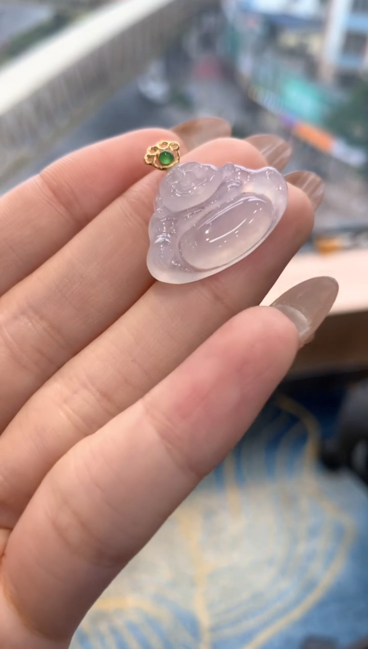 【闪购商品】翡翠吊坠(不含链)18K金镶嵌佛公