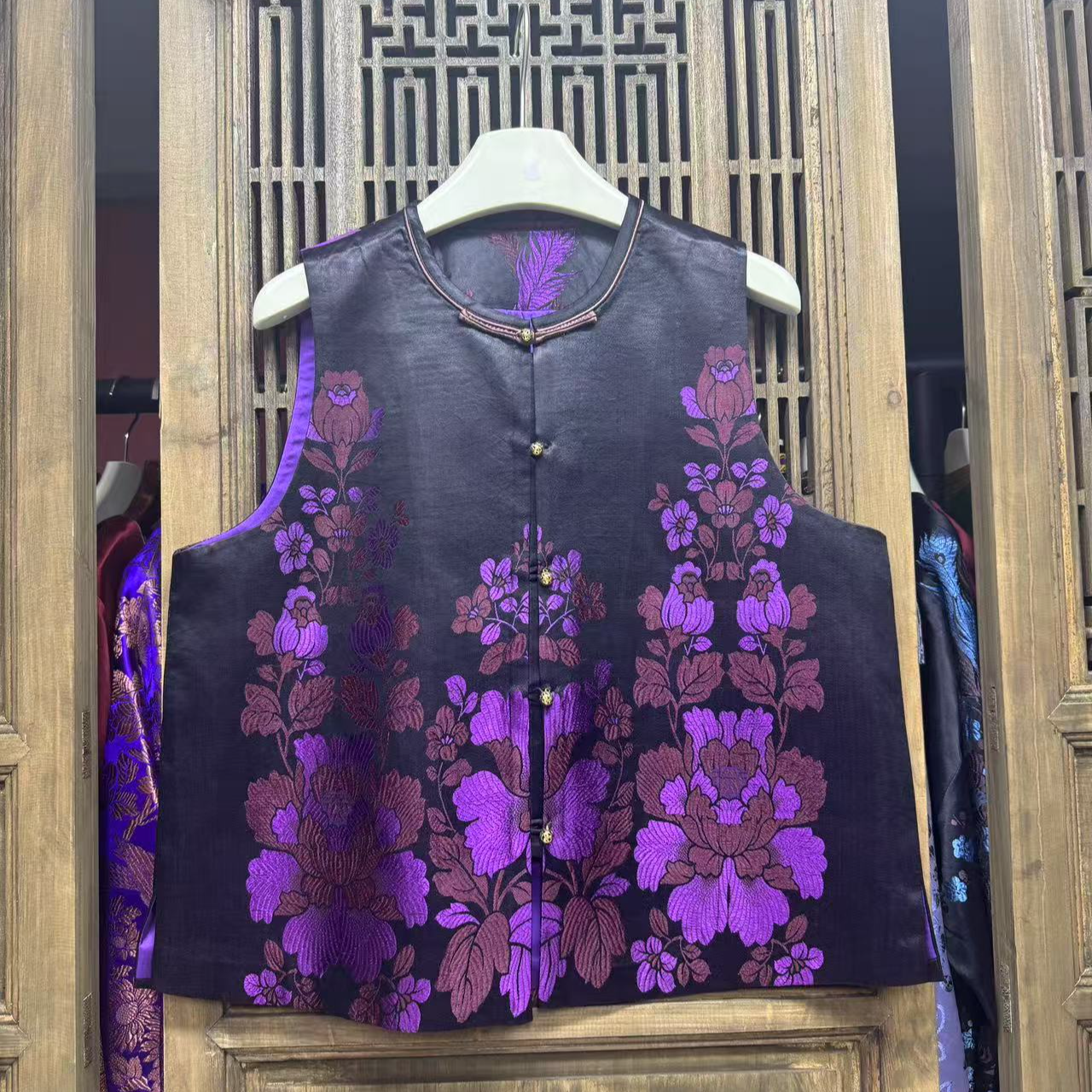 云喜原创老缎双层福利小马甲09