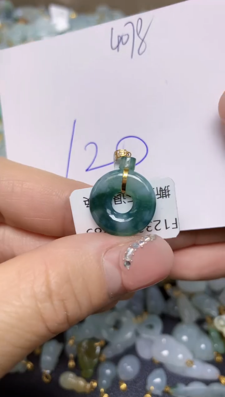 【闪购商品】翡翠挂件18K金镶嵌 天然翡翠A货