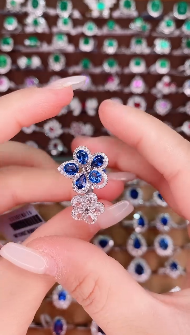 【闪购商品】蓝宝石18K金戒指18K金镶嵌1.55克拉