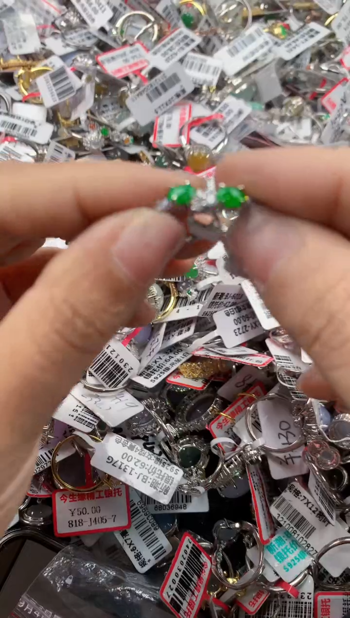 银S925镶嵌戒指翡翠101010---2