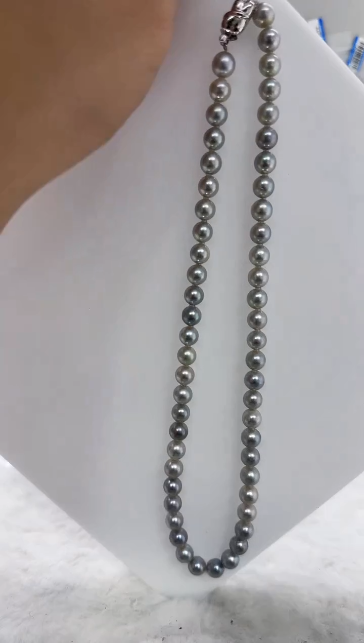 【闪购商品】海水珍珠DA未镶嵌灰珠串7 t938