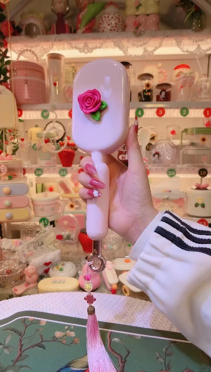 玫瑰花梳子粉色——手工制作品质好！