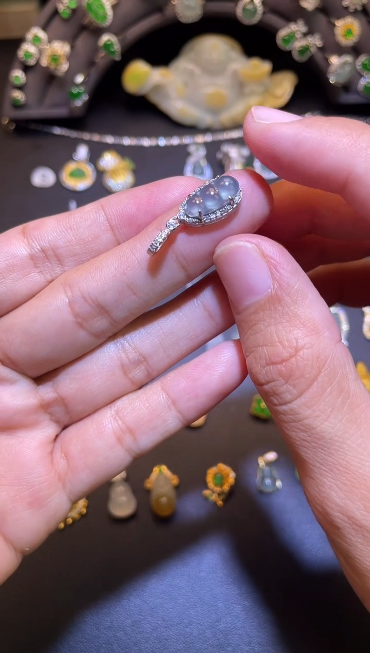 吊坠(不含链)银S925镶嵌翡翠1