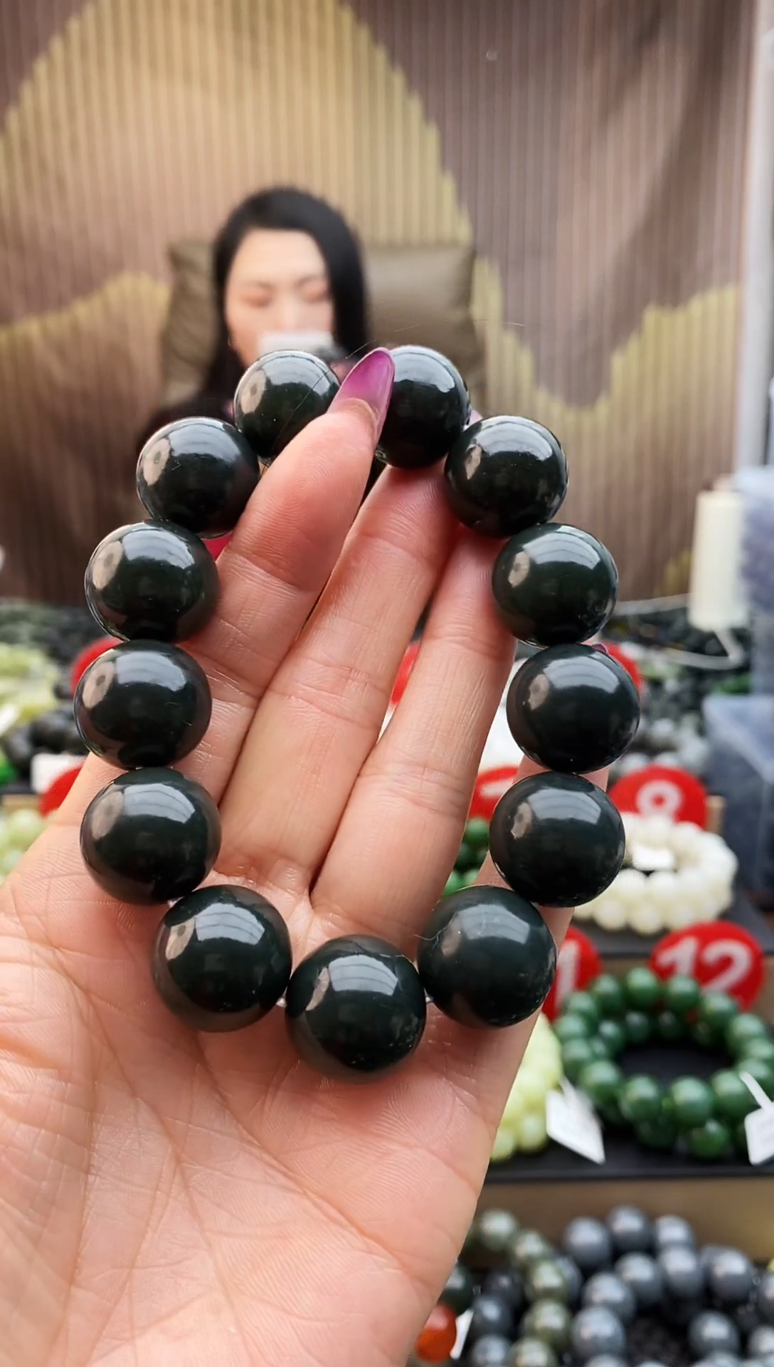 未镶嵌手串和田玉油青18