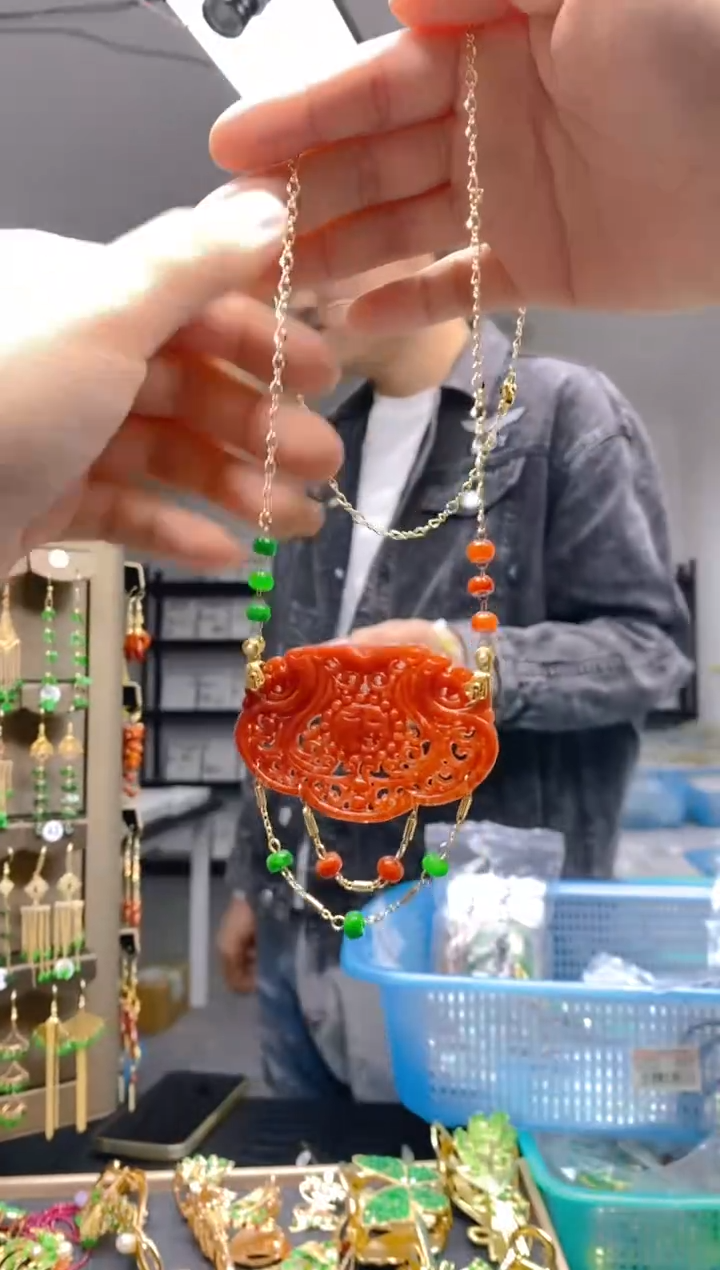 【闪购商品】翡翠耳饰合金077翡翠锁骨链