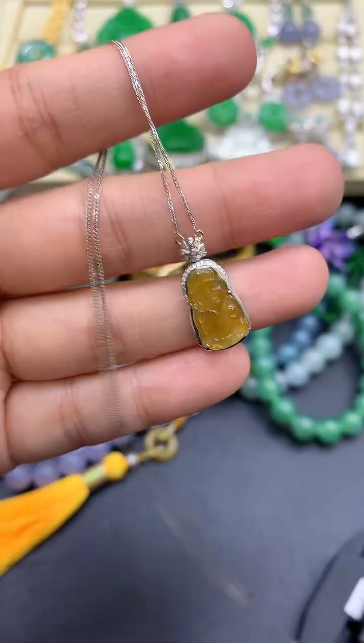 颈饰18K金镶嵌翡翠126-中国好珍宝