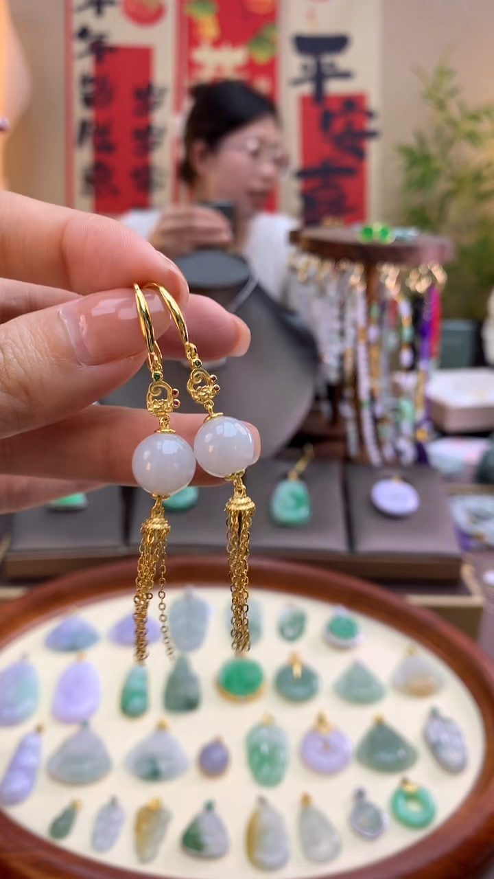 【闪购商品】翡翠颈饰银S925镶嵌耳饰