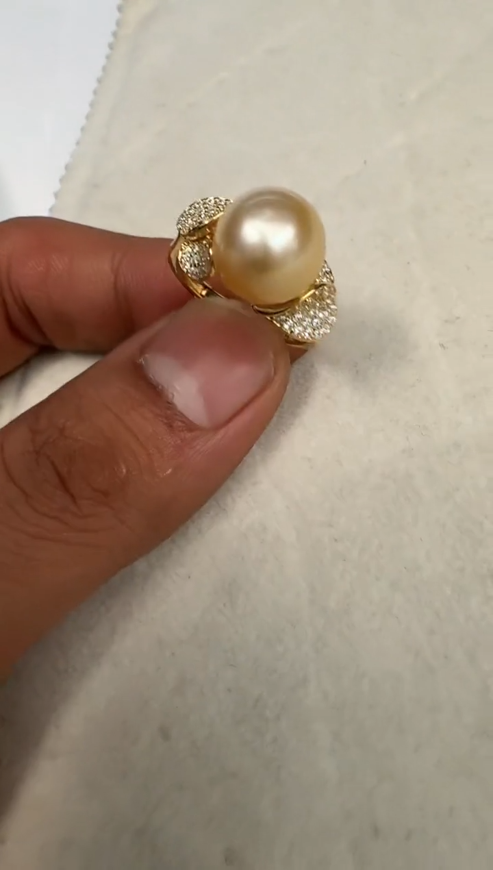 银S925镶嵌戒指海水珍珠戒指