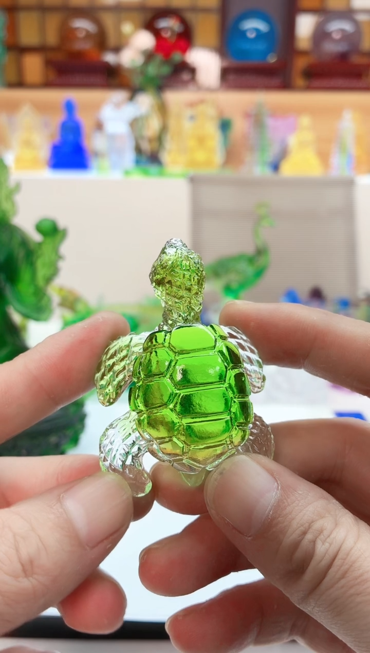 手工艺品琉璃绿色小海龟小摆件7公分