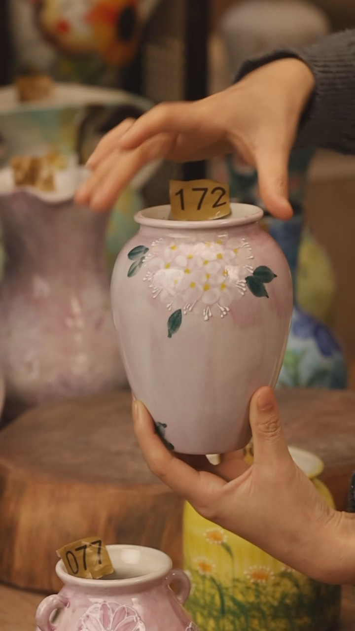 陶瓷景德镇设计师手作花器摆件侘寂风@M172@