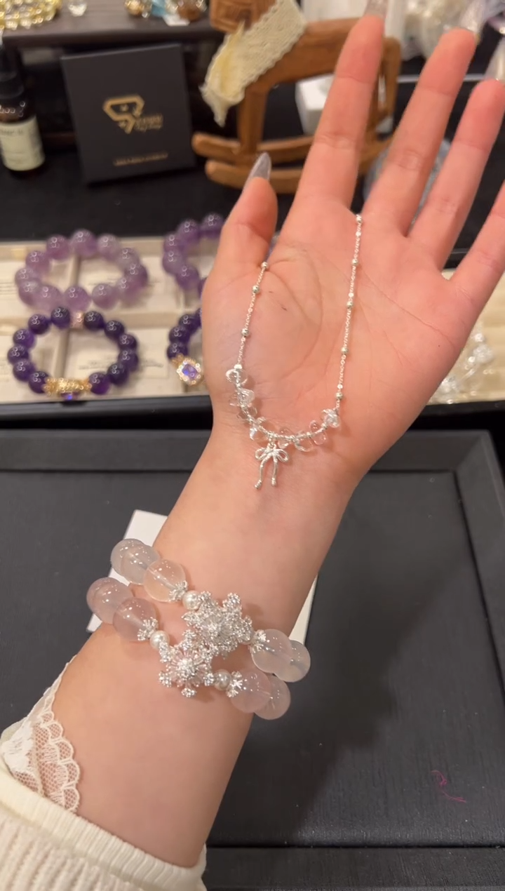 未镶嵌手链水晶白水项链