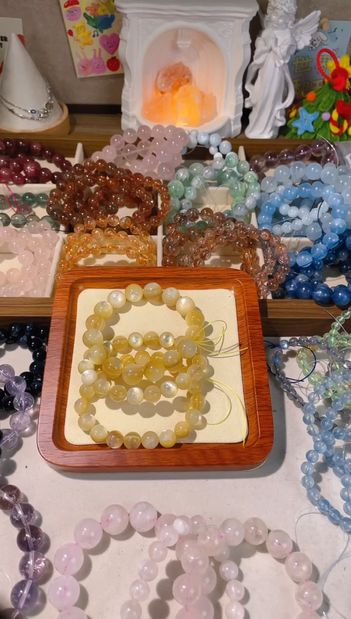 【闪购商品】烟晶手链银S925镶嵌金锂云母8加