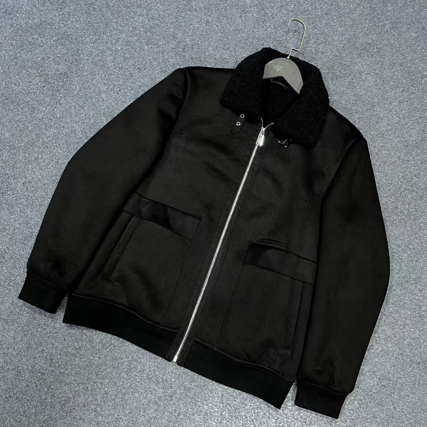 jk662男士黑色加厚简约净版翻领夹克