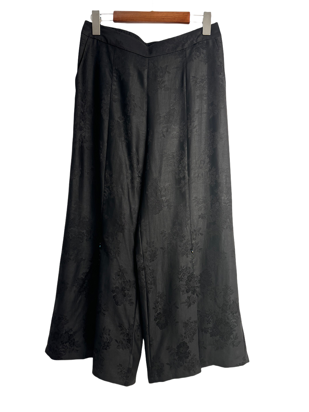 提花阔腿裤中腰休闲裤DFS-A902-2