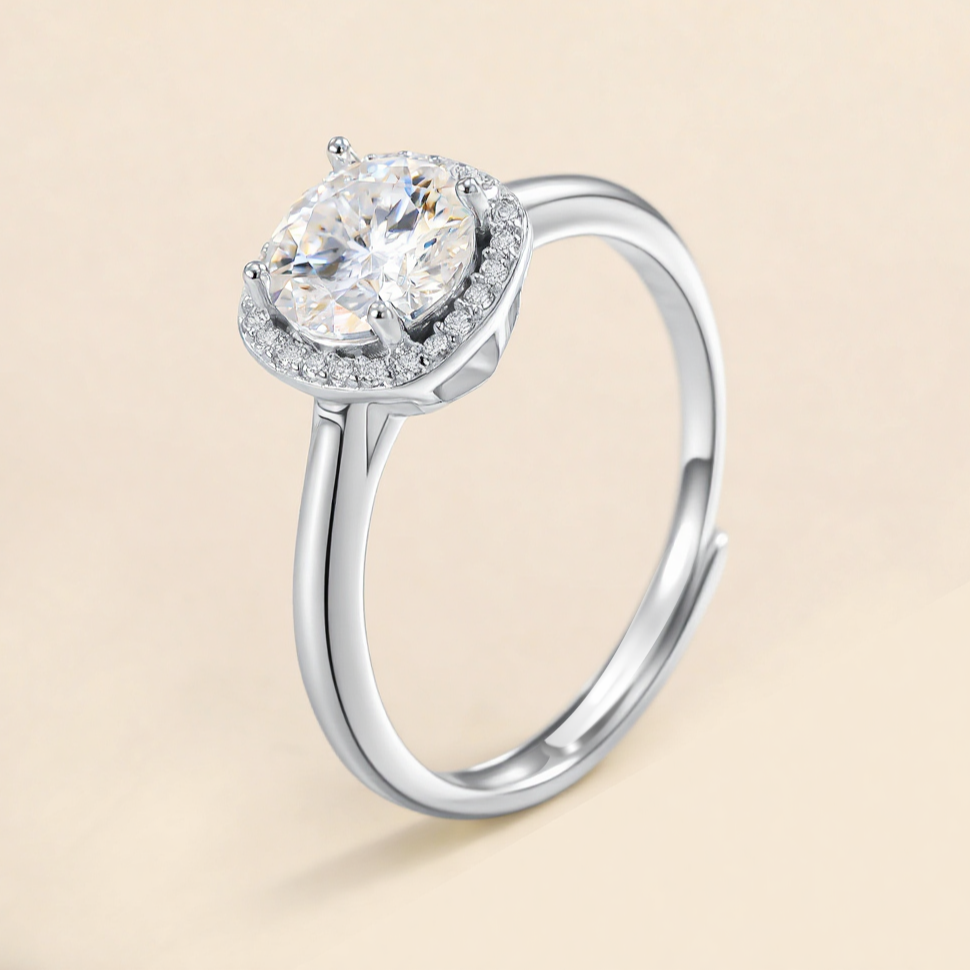 925银莫桑石戒指 ——木木（SY6322）MJ-180P1 2克拉开口戒指